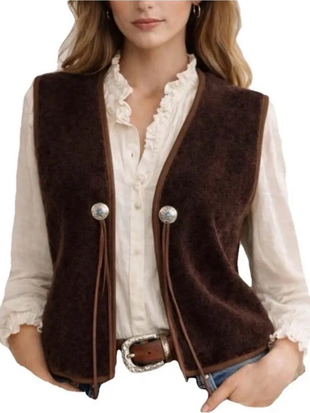“VTG Ralph Lauren Reversible Shearling & Suede Western vest size Large